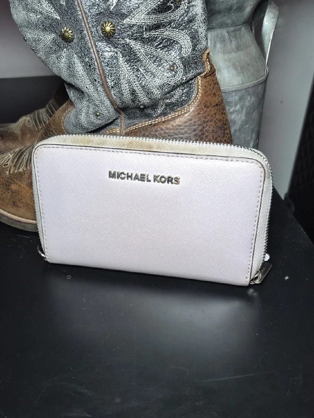 Michael Kors Zip-Around Wallet with Gold Logo